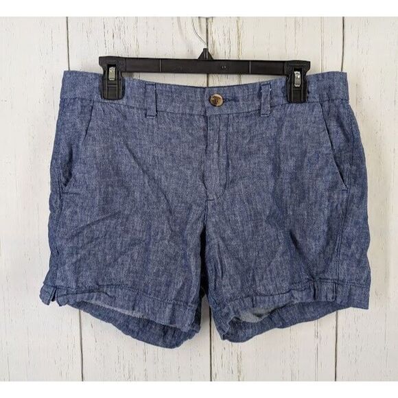 Old Navy Size 10 Blue Linen Womens‎ Casual Everyday Mid Rise Shorts - Picture 1 of 8